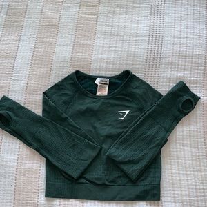 Green vital seamless long sleeve crop